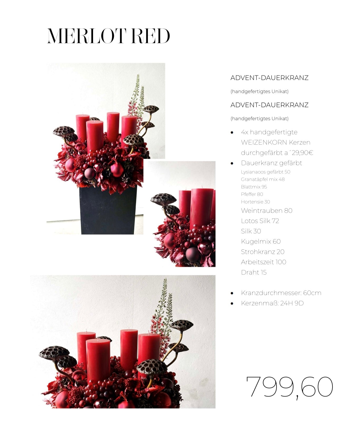 Adventkranz MERLOT RED