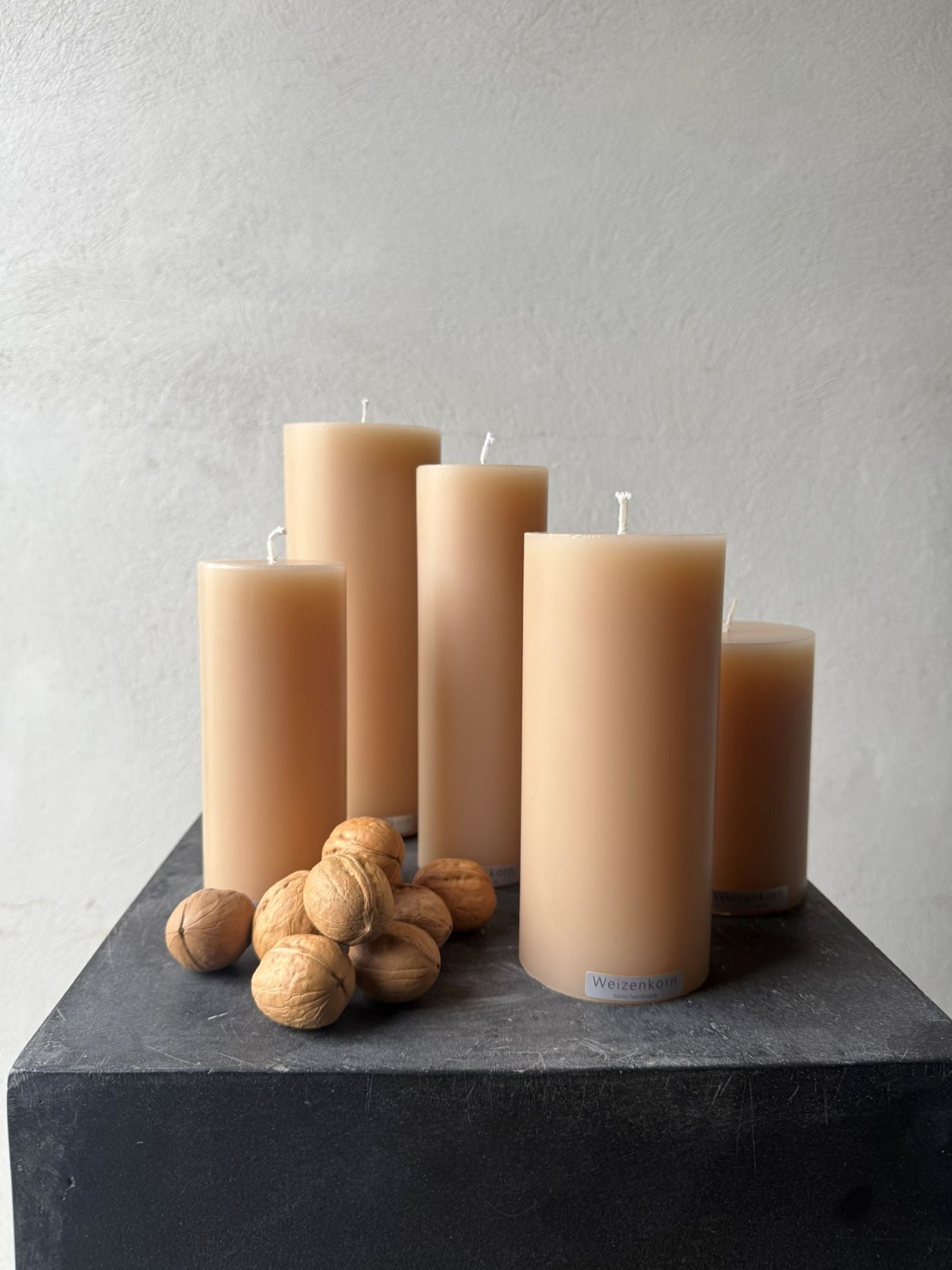 Stumpenkerze Weizenkorn unterschiedliche Größen